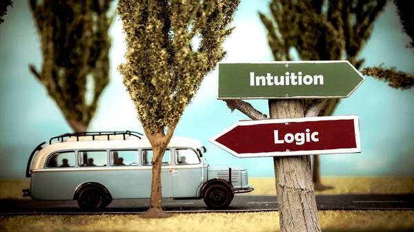 Street Sign Intuition versus Logic — Stock Photo, Image