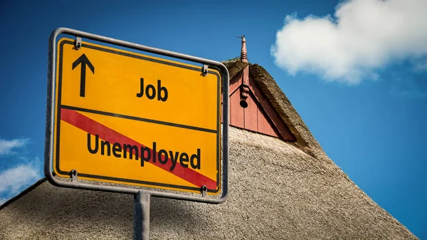 Nápis-ulice na zaměstnání versus nezaměstnaný — Stock fotografie