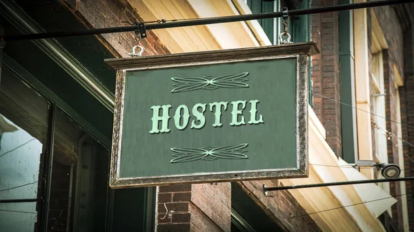 Ulica znak do Hostel — Zdjęcie stockowe