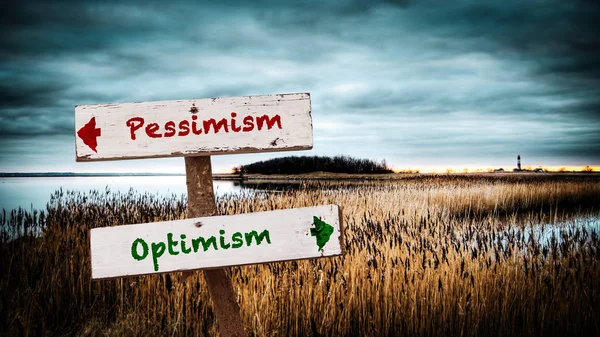 Street Sign Optimism versus Pessimism — Stock Photo, Image