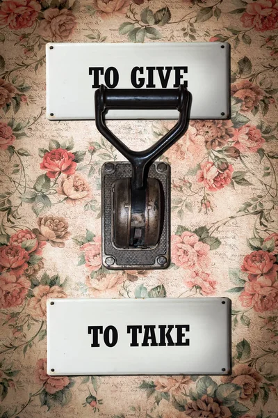 Straßenschild zum Geben versus zum Nehmen — Stockfoto