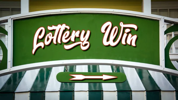 Sinal de rua para ganhar loteria — Fotografia de Stock