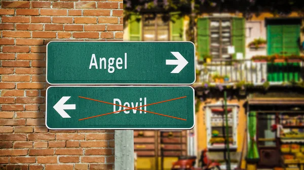 Señal de calle a Ángel versus Diablo — Foto de Stock