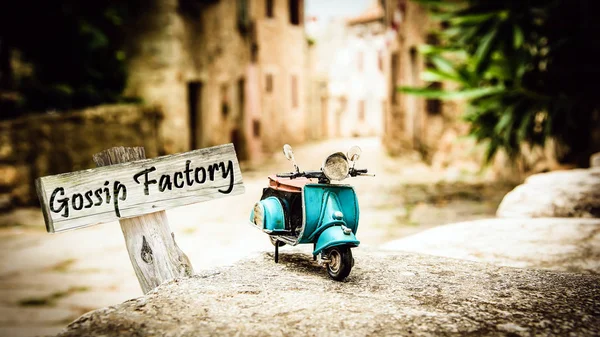 Cartello stradale Gossip Factory — Foto Stock