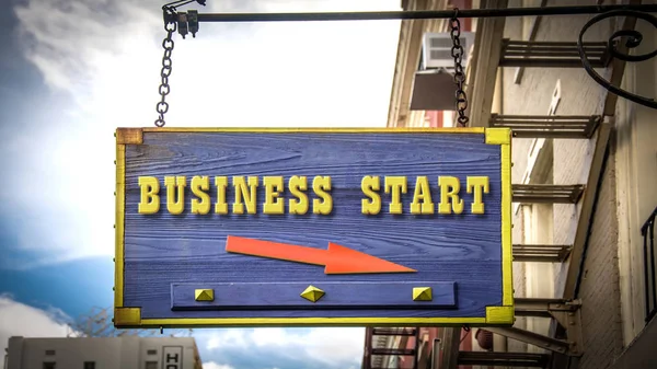 Street Sign BUSINESS START — Stock Photo, Image