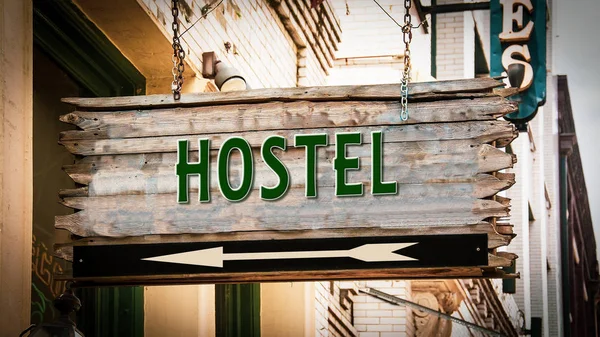 Hostel'e sokak tabelası — Stok fotoğraf