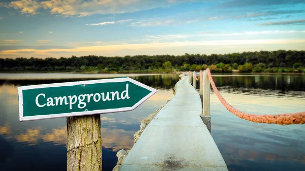 Street Sign to Campground — Stock Photo, Image
