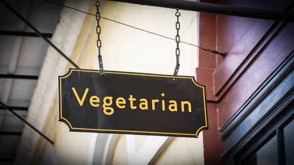 Sinal de rua para vegetariano — Fotografia de Stock