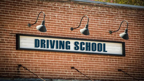 Street Sign DRIVING SCHOOL — Stock Photo, Image