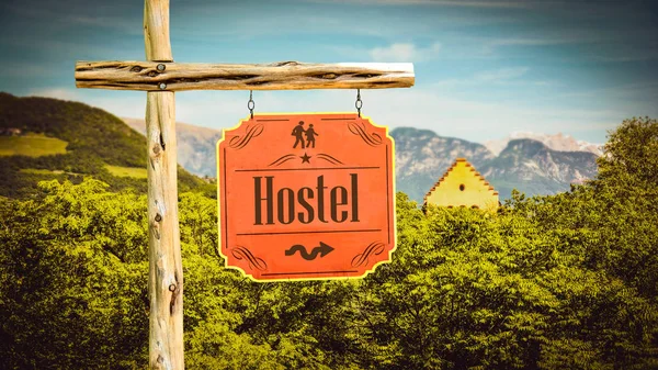 Ulica znak do Hostel — Zdjęcie stockowe