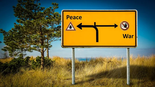 Πινακίδα στο δρόμο για την ειρήνη εναντίον του πολέμου — Φωτογραφία Αρχείου