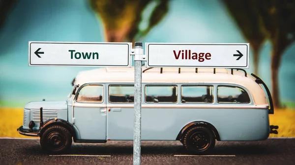 Street Sign Town versus Village — Stock Photo, Image