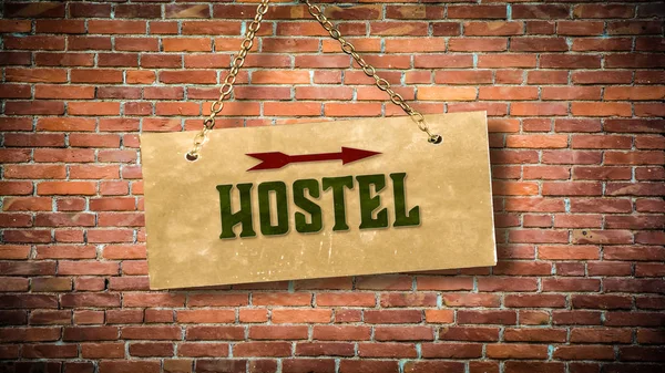 Straatnaambord naar Hostel — Stockfoto