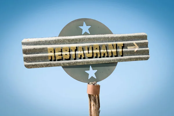 Street Sign to Restaurant — Stock Photo, Image