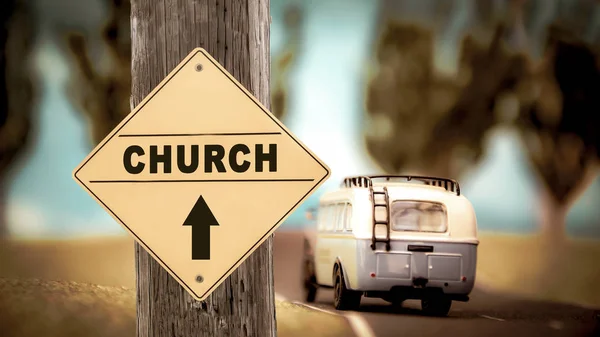 Kiliseye sokak tabelası — Stok fotoğraf
