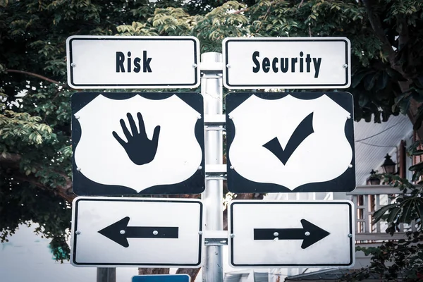 Street Sign to Security versus Risk — Stock Photo, Image