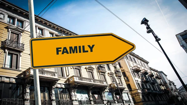 Straßenschild an Familie — Stockfoto