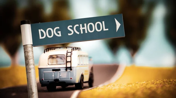 Ulica znak do szkoły pies — Zdjęcie stockowe