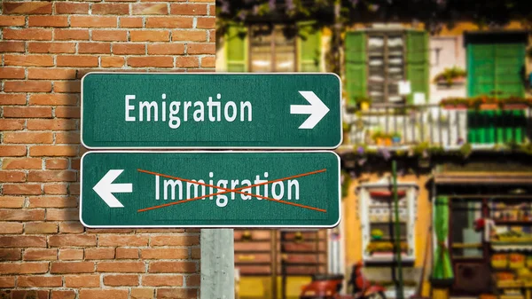 Street Sign Emigration versus Immigration — Stock Photo, Image