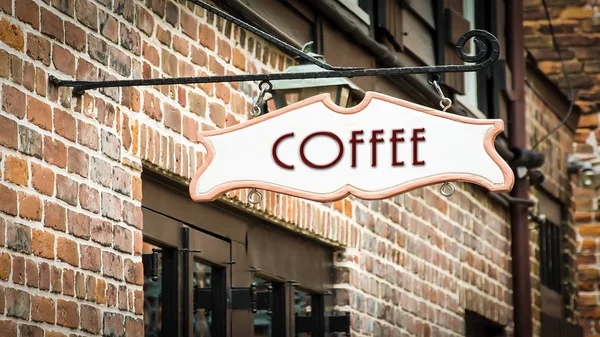 Sinal de rua para café — Fotografia de Stock