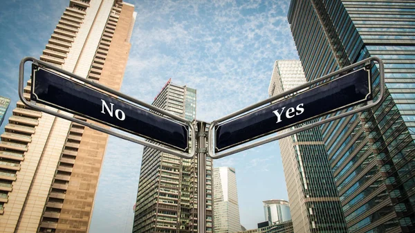 Sinal de rua para Sim versus Não — Fotografia de Stock