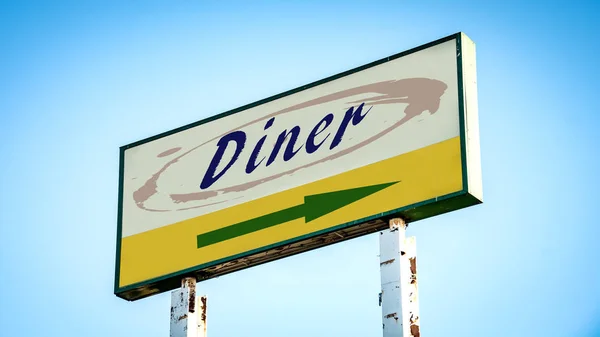 Street Sign to Diner — Stock Photo, Image