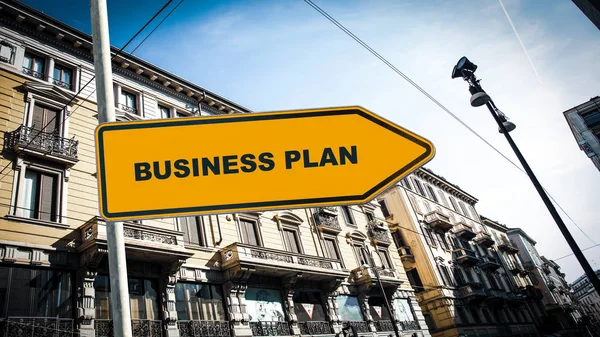 Straßenschild zum Businessplan — Stockfoto