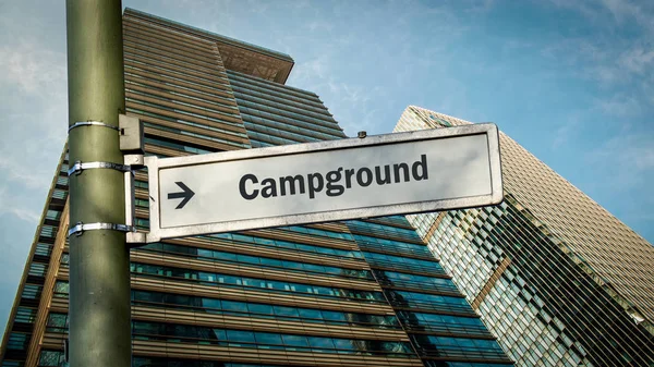 Panneau de rue au terrain de camping — Photo