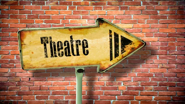 Street Sign to Theatre — Stock Photo, Image