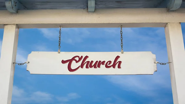 Kiliseye sokak tabelası — Stok fotoğraf