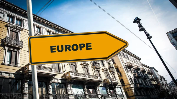 Straatnaambord naar Europa — Stockfoto