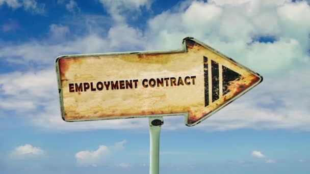 Вулиця Підпишіть Напрямок Employment Contract — стокове відео