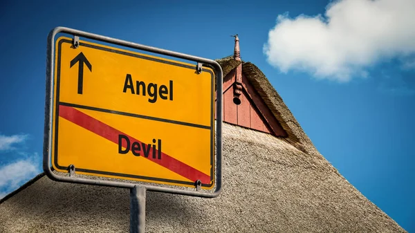 Gatuskylt till Angel Versus Devil — Stockfoto