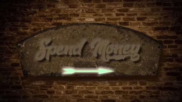 Street Underteckna Sättet Att Spendera Pengar — Stockvideo