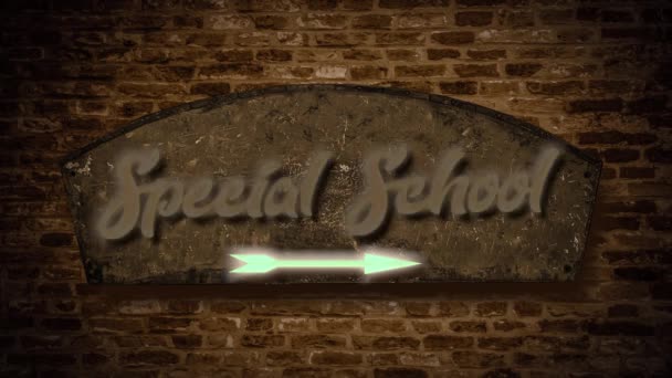 Вуличний Знак Шлях Спеціальної Школи — стокове відео