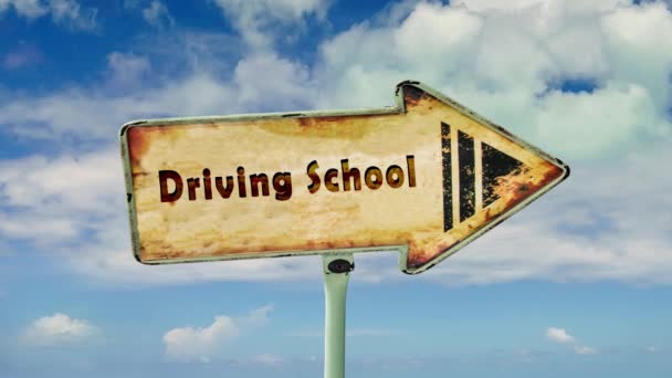 Señal Calle Escuela Conducción — Vídeo de stock