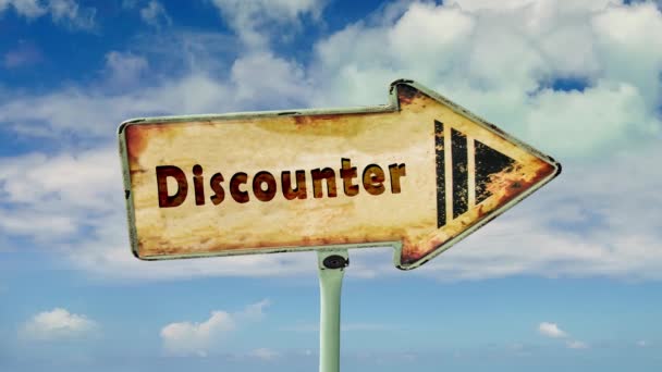 Street Sign Strada Discounter — Video Stock