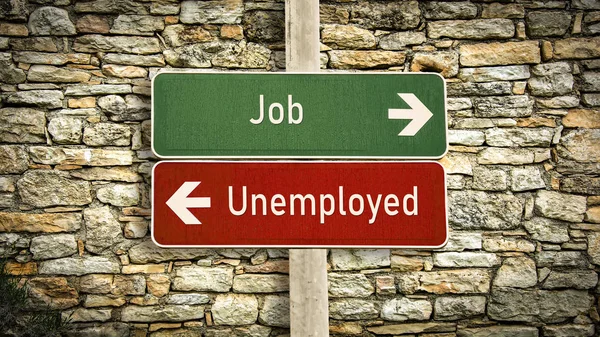 Street Sign to Job versus Unemployed — Stock Photo, Image