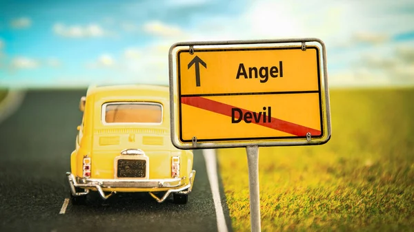 Gatuskylt till Angel Versus Devil — Stockfoto