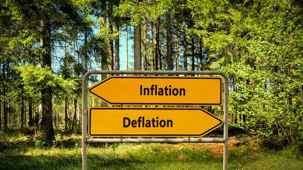 Straßenschild Inflation versus Deflation — Stockfoto