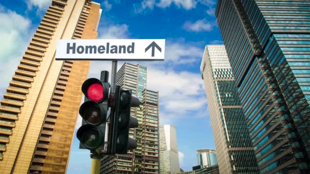 Straat Teken Weg Naar Homeland — Stockvideo