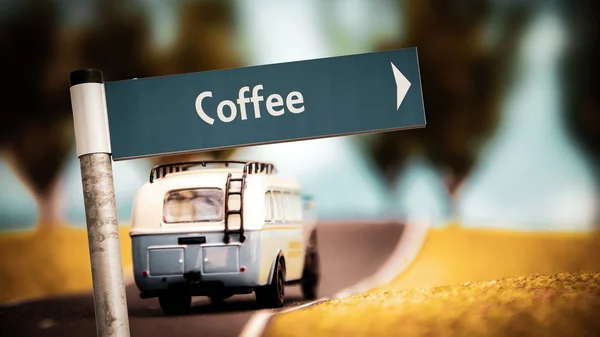 街道标志到咖啡 — 图库照片