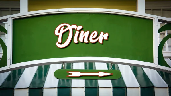 Street Sign to Diner — Stock Photo, Image