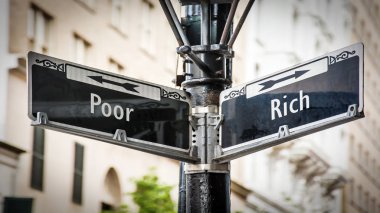 Street Sign Rich versus Poor clipart