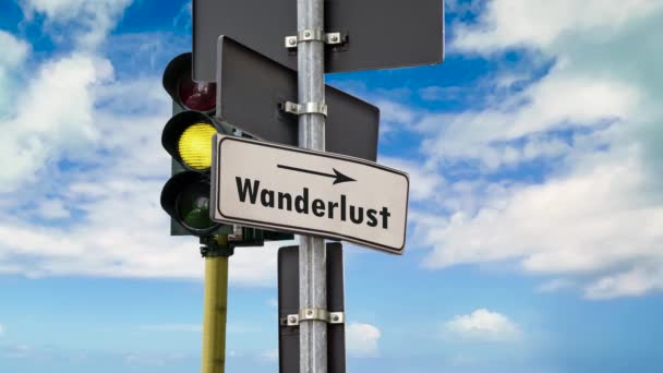 Street Sign Direzione Wanderlust — Video Stock