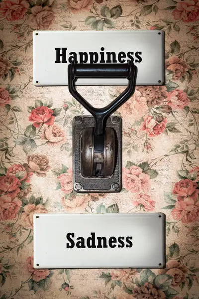 Označení ulice štěstí versus smutek — Stock fotografie