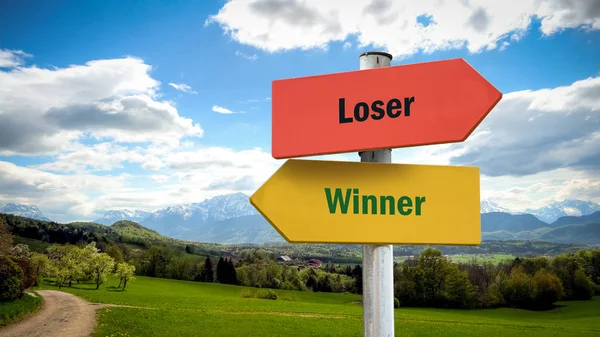 Street Sign to Winner versus Loser — Stock Photo, Image