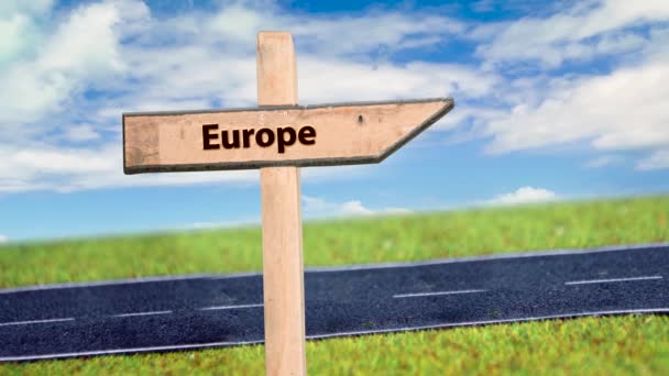 Señal Calle Camino Europa — Vídeo de stock