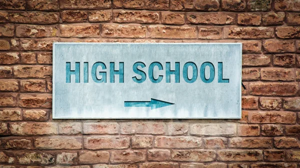 Street Sign to High School — Stock Photo, Image