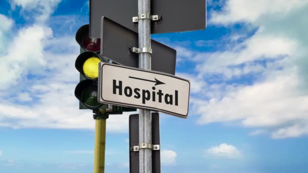 Señal Calle Camino Hospital — Vídeos de Stock